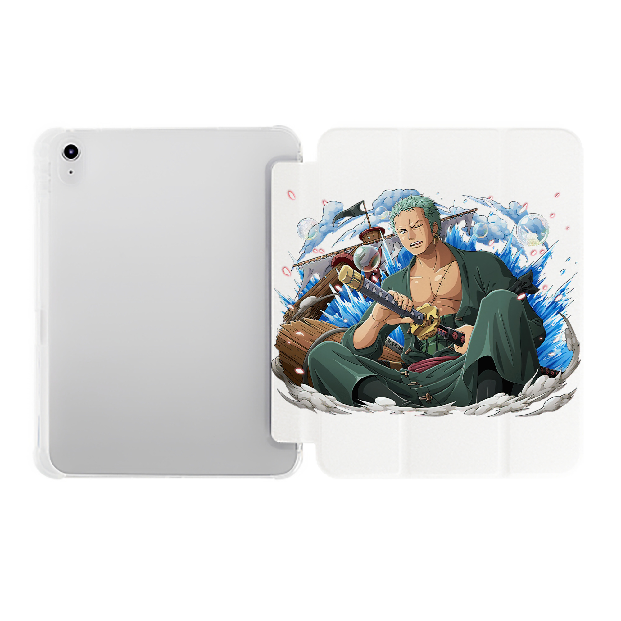 （画像用） ワンピース ロロノア・ゾロ ONE PIECE Roronoa Zoro IPad ケース ペン収納付き 三つ折りスタンド PUレザー×シリコン 対応機種9.5/10.5/10.9インチ